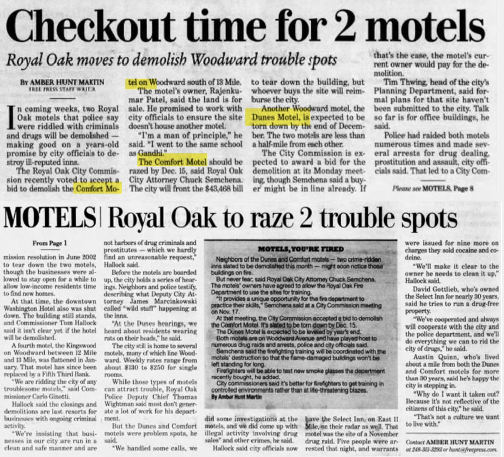 Comfort Motel - Nov 28 2003 Article (newer photo)
